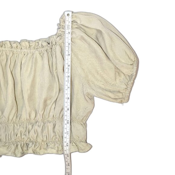 Love Tree | 100% Tencel Light Sage Green Off Shoulder Crop Top | Size Medium - Picture 10 of 10